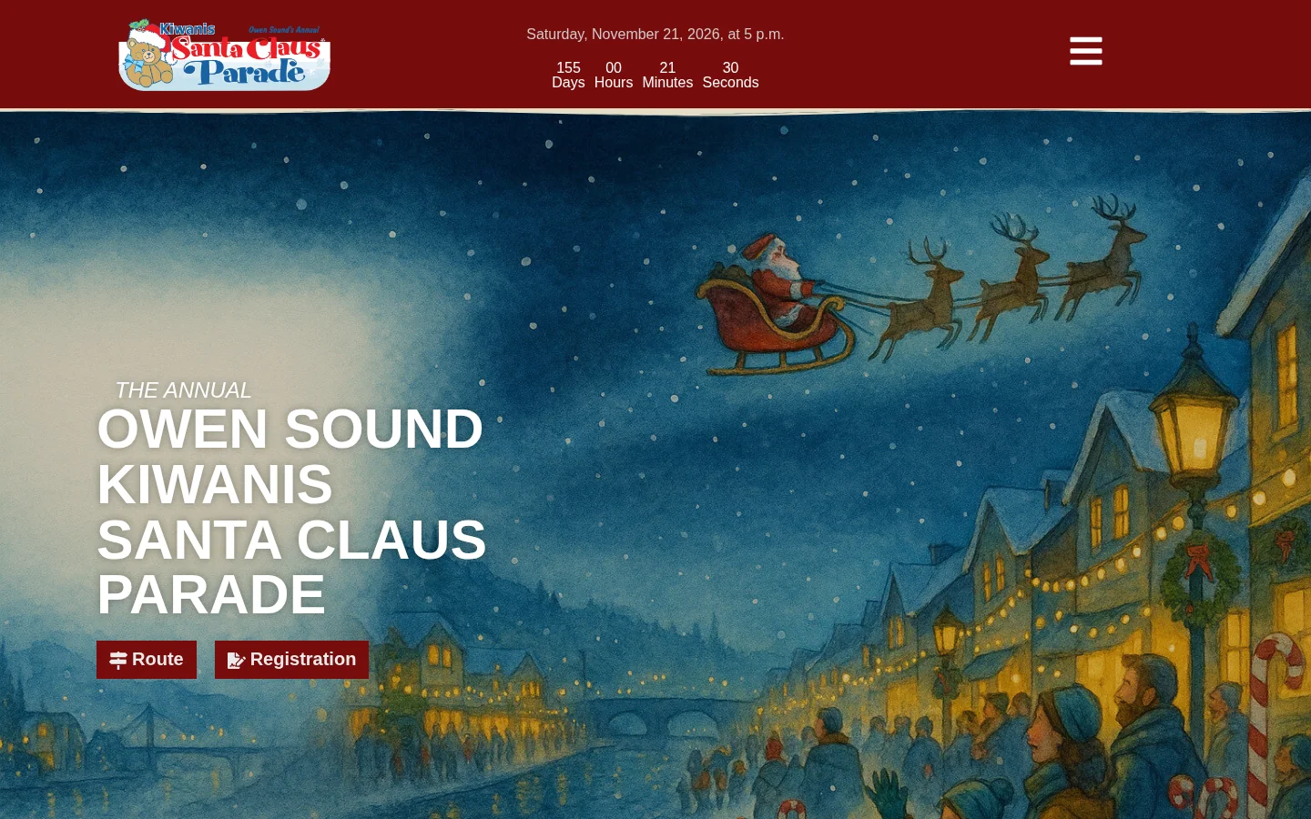 Owen Sound Santa Claus Parade website with event information